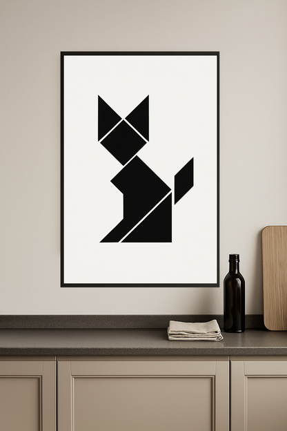 Abstract black cat made of geometric shapes.- kuchnia