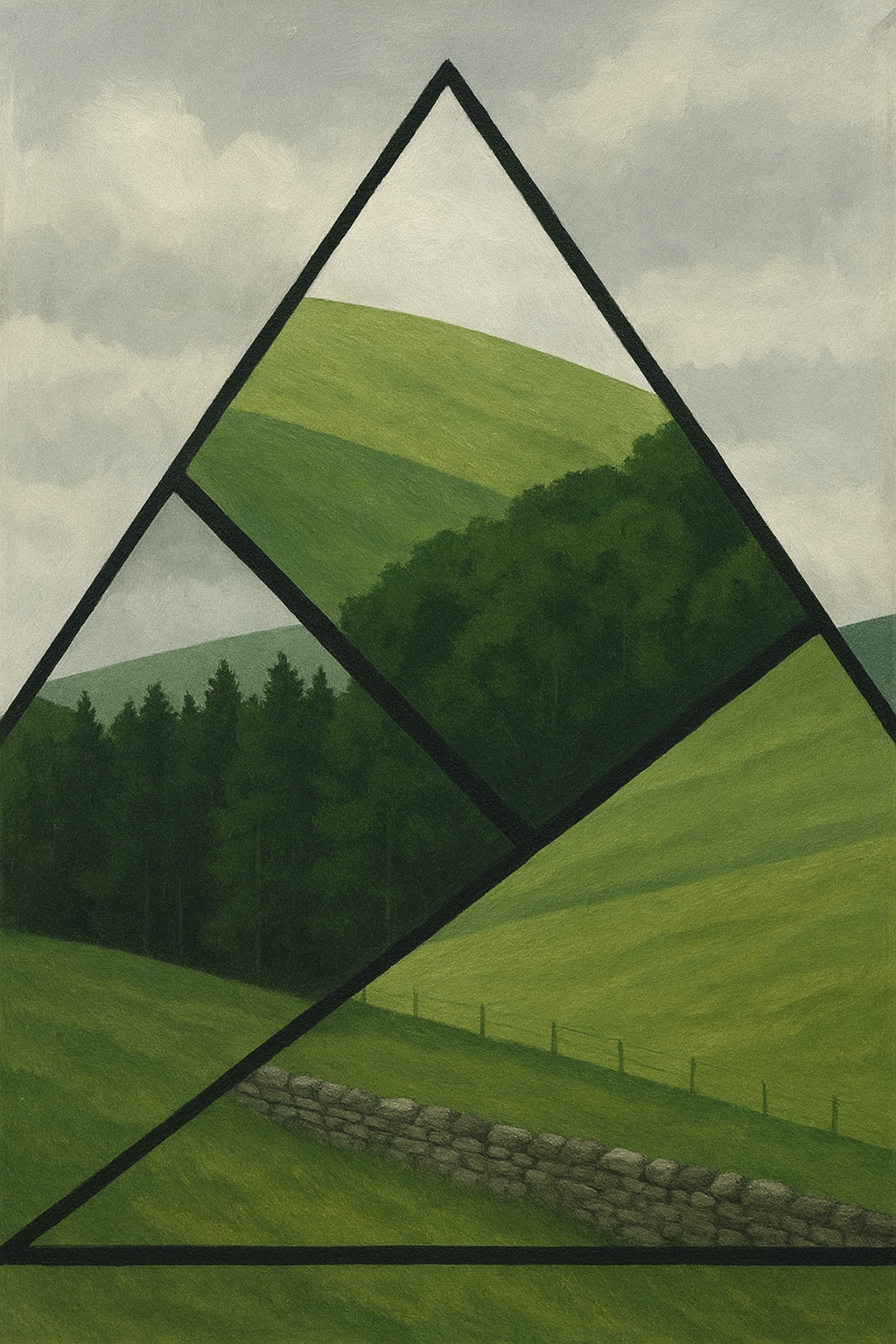 Geometric Green Landscape Art