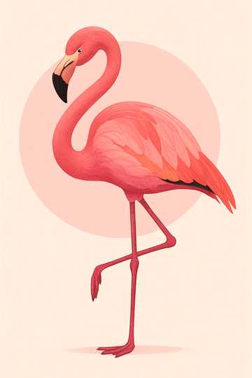Stylized Pink Flamingo Art