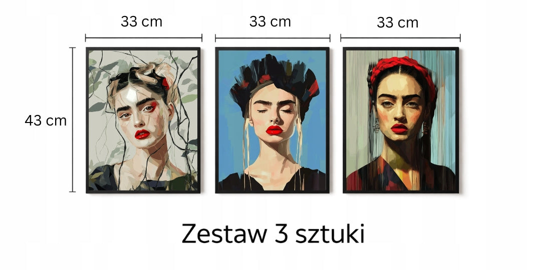 Portret Minimalistyczny — Zestaw 3 Plakaty – plakat do druku