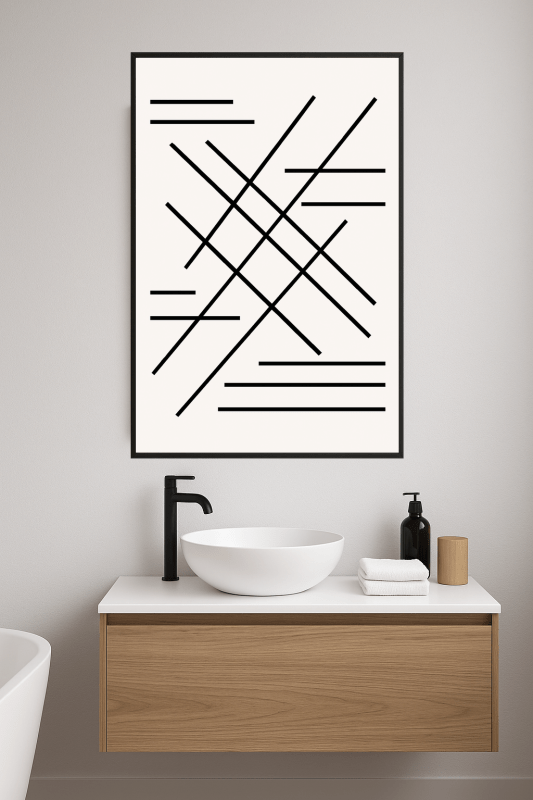 Abstrakcyjna Czarna Sztuka Linii - CasaNookDecor