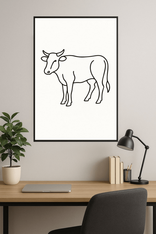 Abstrakcyjna Sztuka Linii Krowy - CasaNookDecor