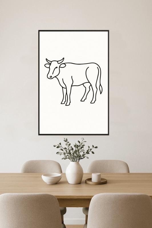 Abstrakcyjna Sztuka Linii Krowy - CasaNookDecor