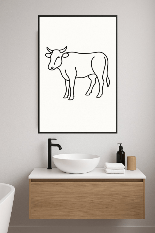 Abstrakcyjna Sztuka Linii Krowy - CasaNookDecor
