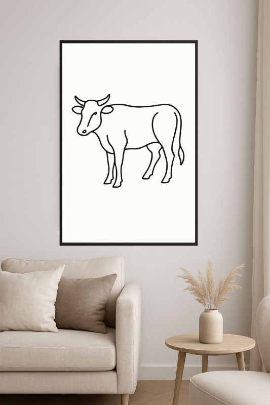 Abstrakcyjna Sztuka Linii Krowy - CasaNookDecor