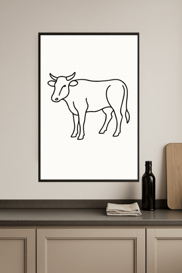 Abstrakcyjna Sztuka Linii Krowy - CasaNookDecor