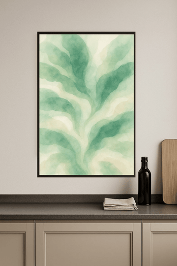 Abstrakcyjna Zielona Sztuka Akwarelowa - CasaNookDecor – plakat do druku