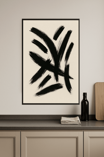 Abstrakcyjne Czarne Pociągnięcia Pędzla - CasaNookDecor – plakat do druku