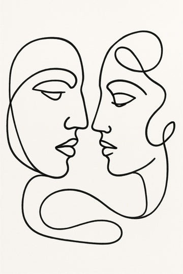 Abstrakcyjne Linie Sztuki Twarzy - CasaNookDecor – plakat do druku