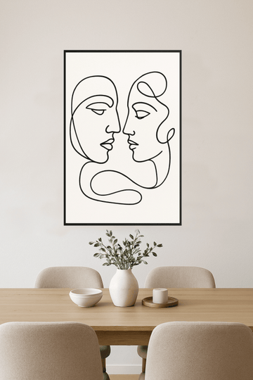 Abstrakcyjne Linie Sztuki Twarzy - CasaNookDecor – plakat do druku