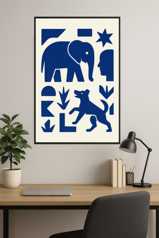 Abstrakcyjny Niebieski Kształt - Plakat Sztuki - CasaNookDecor