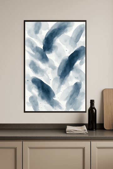 Abstrakcyjny Szary I Niebieski Akwarelowy - CasaNookDecor – plakat do druku