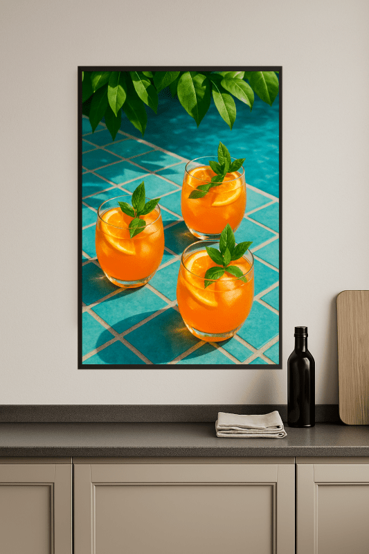 Artystyczny wydruk „Koktajle przy basenie” - CasaNookDecor