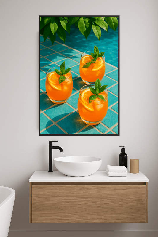 Artystyczny wydruk „Koktajle przy basenie” - CasaNookDecor