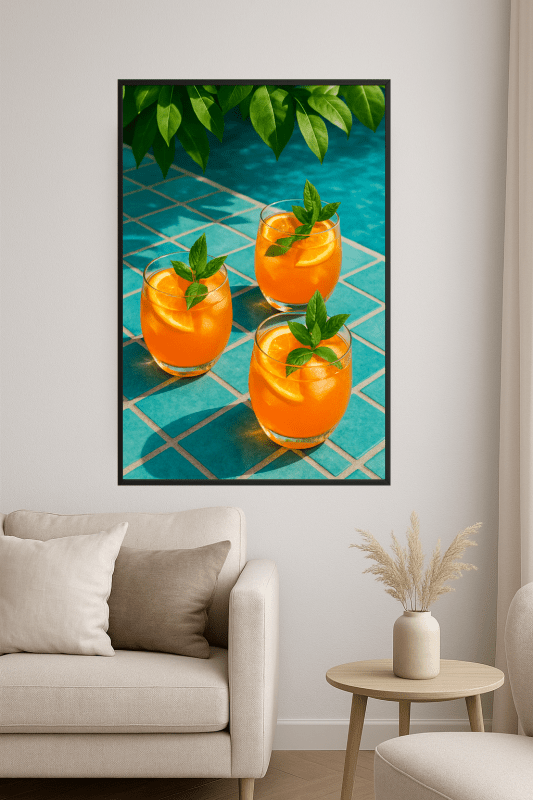 Artystyczny wydruk „Koktajle przy basenie” - CasaNookDecor