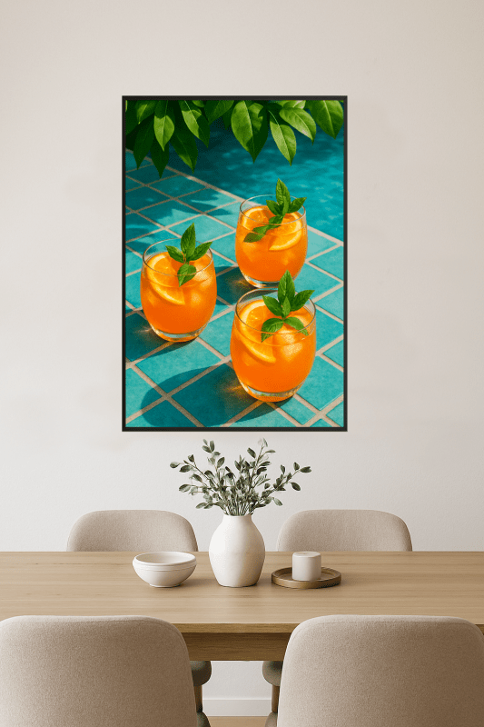 Artystyczny wydruk „Koktajle przy basenie” - CasaNookDecor