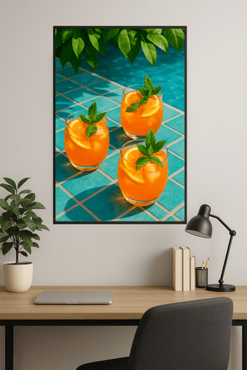 Artystyczny wydruk „Koktajle przy basenie” - CasaNookDecor
