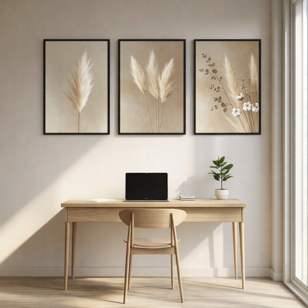 Trawy Pampasowe Boho — Zestaw 3 Plakaty – plakat do druku
