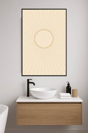 Beżowa Sztuka Ścienna Sunburst - CasaNookDecor – plakat do druku