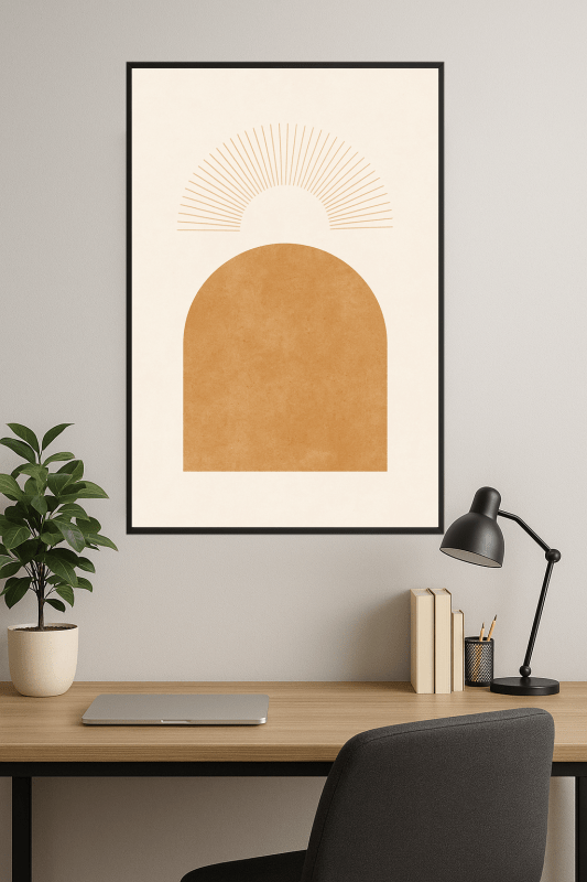 Beżowy Geometriczny Druk Sztuki - CasaNookDecor