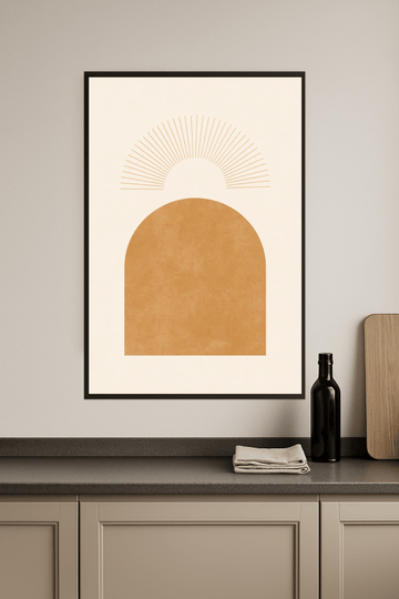 Beżowy Geometriczny Druk Sztuki - CasaNookDecor