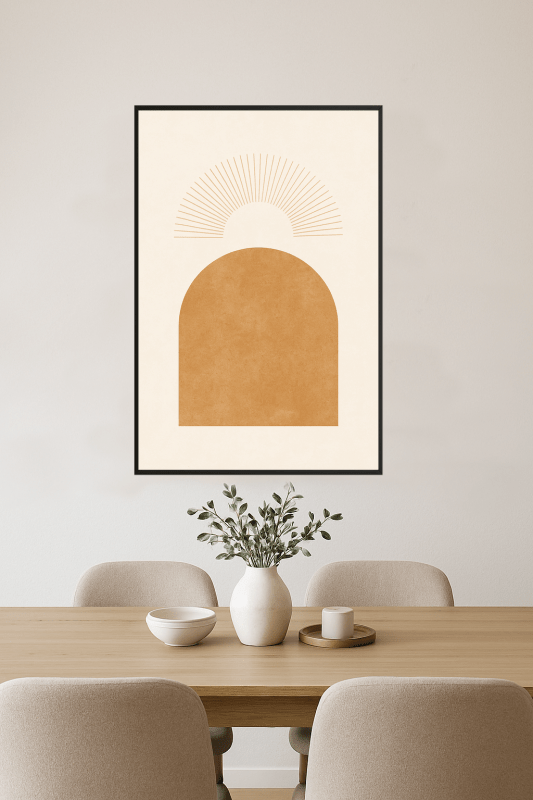 Beżowy Geometriczny Druk Sztuki - CasaNookDecor