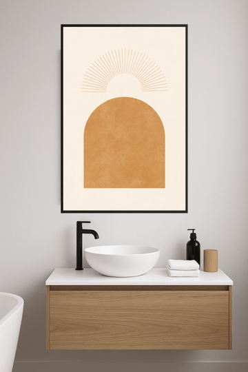 Beżowy Geometriczny Druk Sztuki - CasaNookDecor