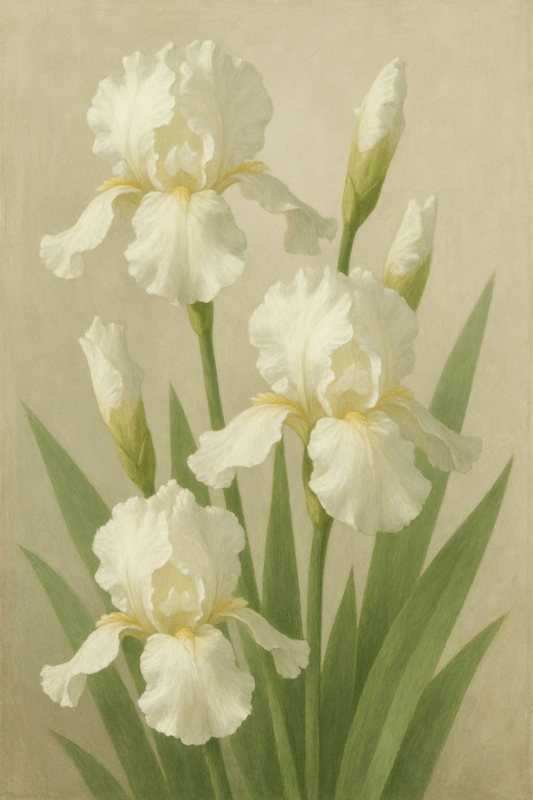 Białe Irysy Ogawy Kazumasy - CasaNookDecor