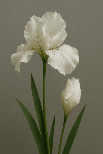 Biały Wydruk Kwiatów Irysa - CasaNookDecor