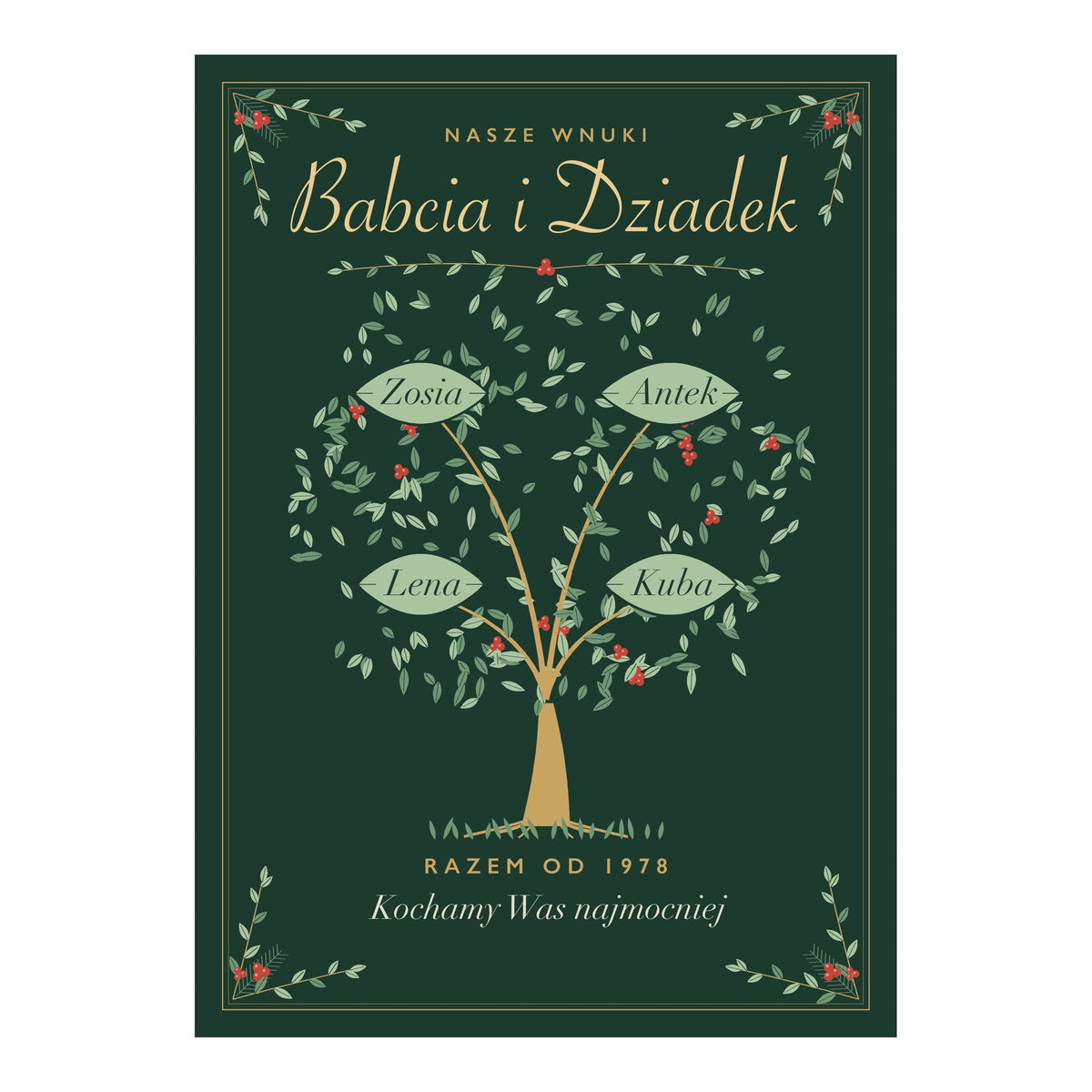 Plakat „Babcia i Dziadek” z imionami wnuków, zdjęcie 1 – plakat na ścianę