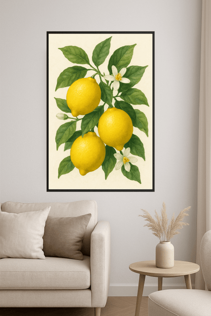 Botaniczny wydruk artystyczny z cytryną - CasaNookDecor
