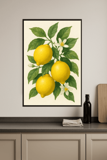 Botaniczny wydruk artystyczny z cytryną - CasaNookDecor