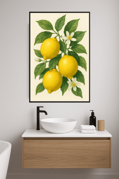 Botaniczny wydruk artystyczny z cytryną - CasaNookDecor