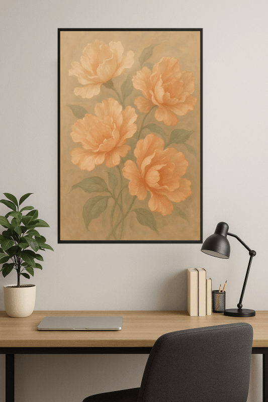 Brzoskwinia i Kremowy Kwiatowy Motyw - CasaNookDecor