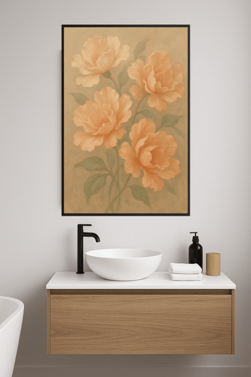 Brzoskwinia i Kremowy Kwiatowy Motyw - CasaNookDecor – plakat do druku