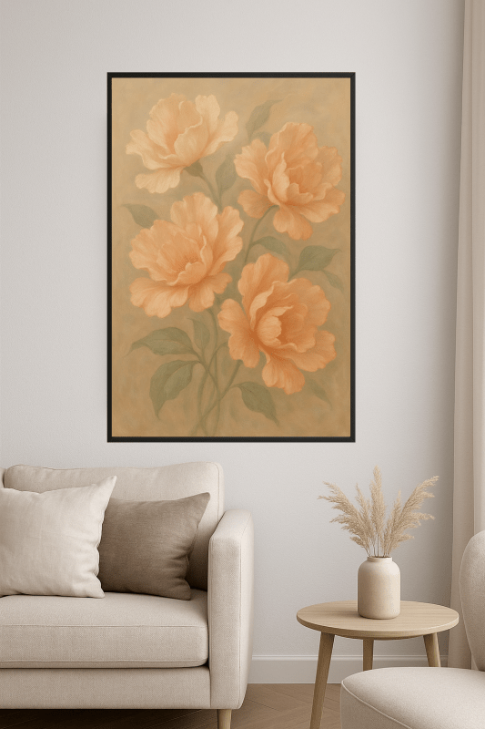 Brzoskwinia i Kremowy Kwiatowy Motyw - CasaNookDecor