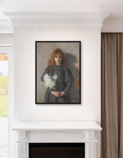 Dziewczynka Z Chryzantemami — Plakat