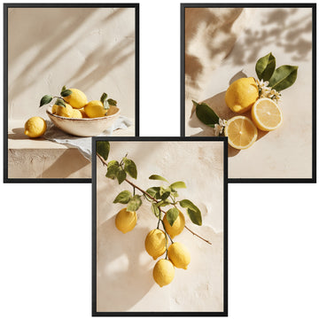 Cytryny – zestaw 3 plakatów na ścianę do kuchni | CasaNookDecor – plakat na ścianę