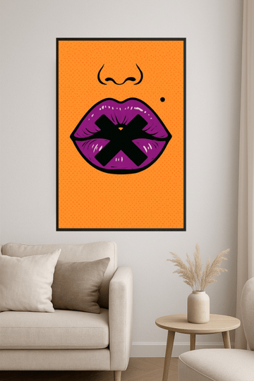 Cenzurowany Druk Sztuki z Ustami - CasaNookDecor – plakat do druku