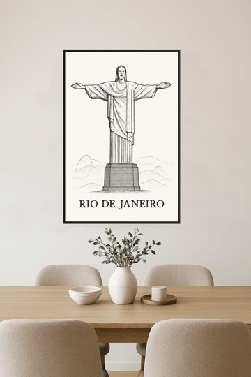 Chrystus Odkupiciel - Sztuka Liniowa - CasaNookDecor – plakat do druku