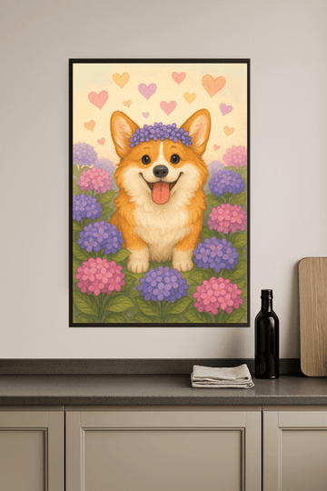 Corgi W Kwiatowej Koronie - CasaNookDecor – plakat do druku