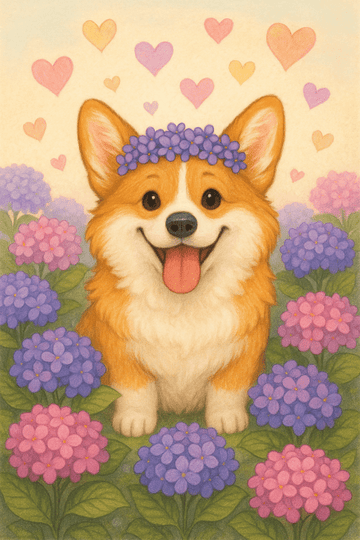 Corgi W Kwiatowej Koronie - CasaNookDecor – plakat do druku