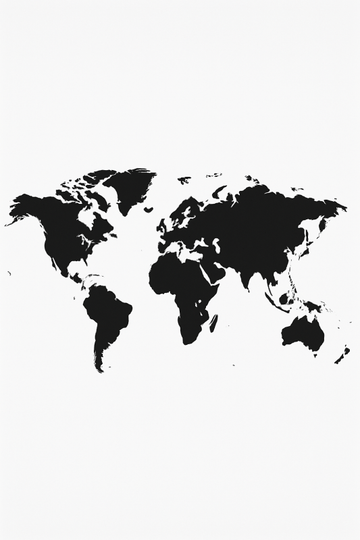 Plakat z czarno-białą mapą swiata do wydruku – plakat do druku