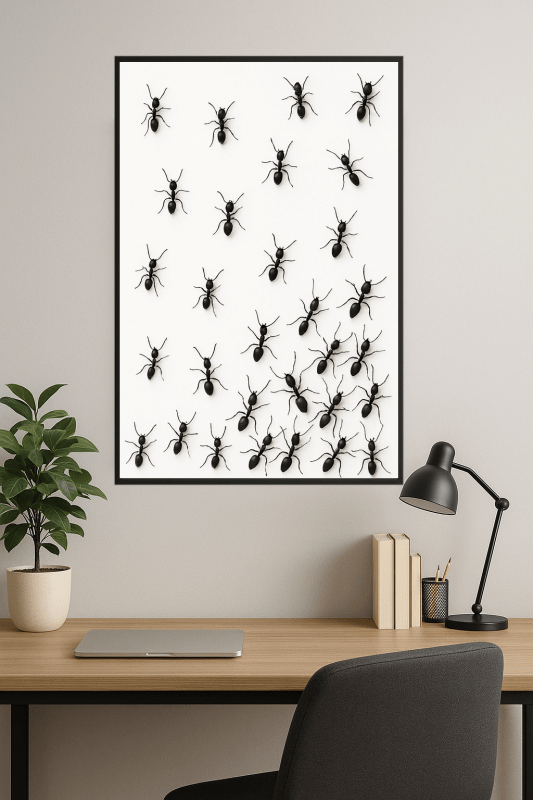 Czarne Mrówki Sztuka Ścienna - CasaNookDecor
