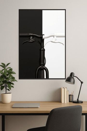 Czarny I Biały Kierownica Rowerowa - CasaNookDecor – plakat do druku