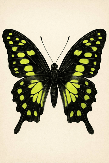 Czarny I Żółty Wzór Motyla - CasaNookDecor