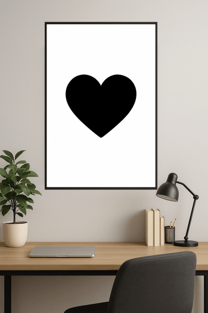 Czarny Sercowy Druk Sztuki - CasaNookDecor