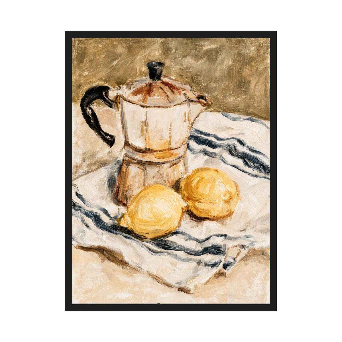 Espresso & Lemons I art print in a black frame