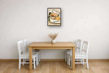 Espresso & Lemons III framed poster in a dining room