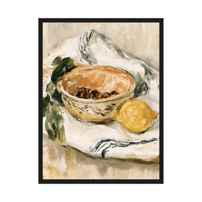 Espresso & Lemons III art print in a black frame